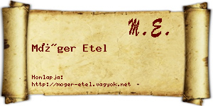 Móger Etel névjegykártya